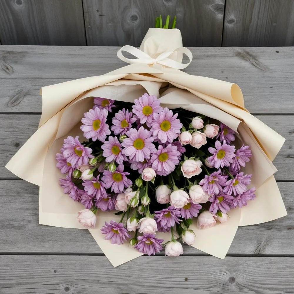 Букет цветов из: Розы и Хризантемы в Гребенской