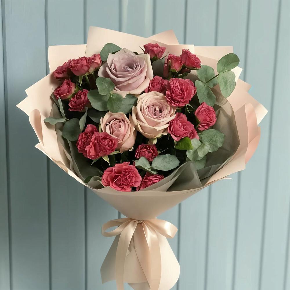 Букет цветов из: Гвоздики и Розы в Гребенской