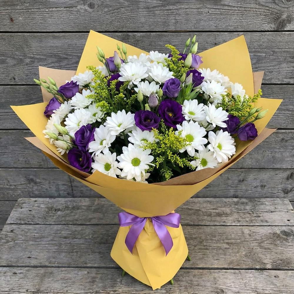 Букет цветов из: Ирисы, Хризантемы и Ромашки в Гребенской