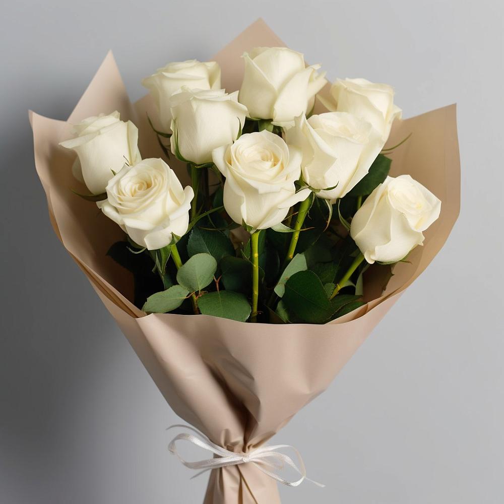 Букет 9 Белых роз Эдлесс Лав в Гребенской