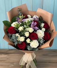 Букет цветов из:  Розы и Альстромерии в Гребенской
