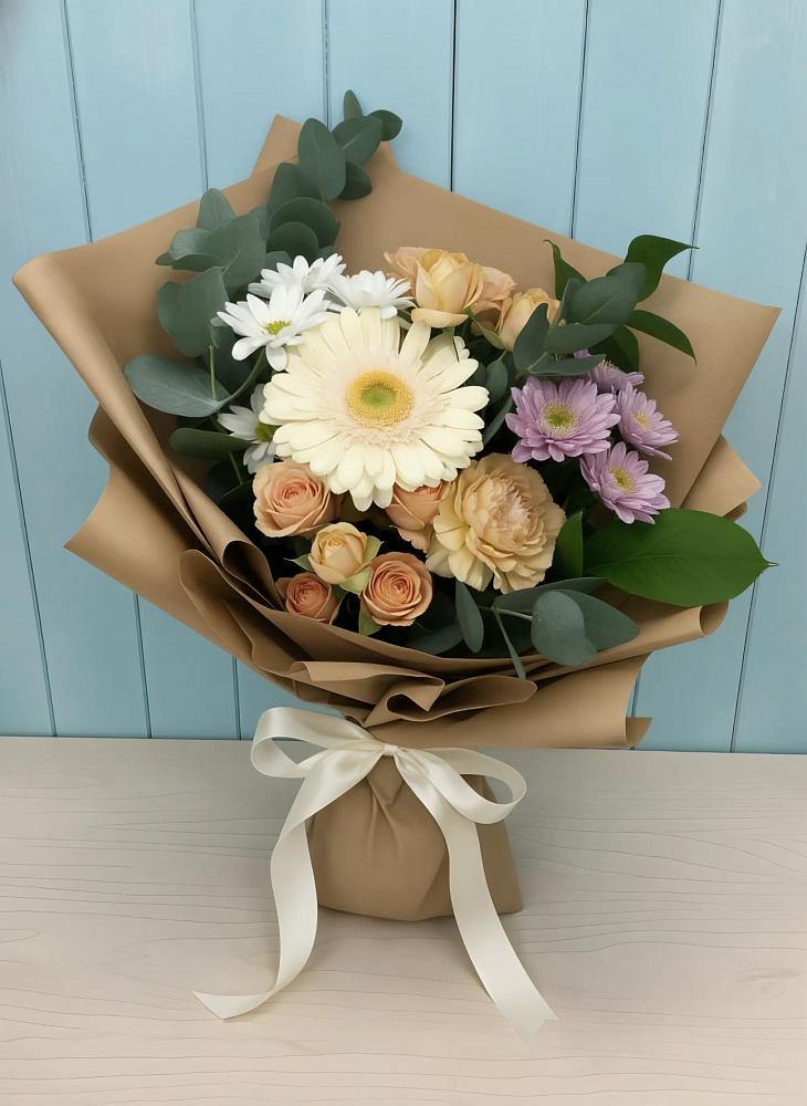 Букет цветов из: Герберы и Хризантемы в Гребенской