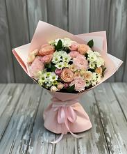 Букет цветов из:  Гвоздики, Розы и Хризантемы в Гребенской