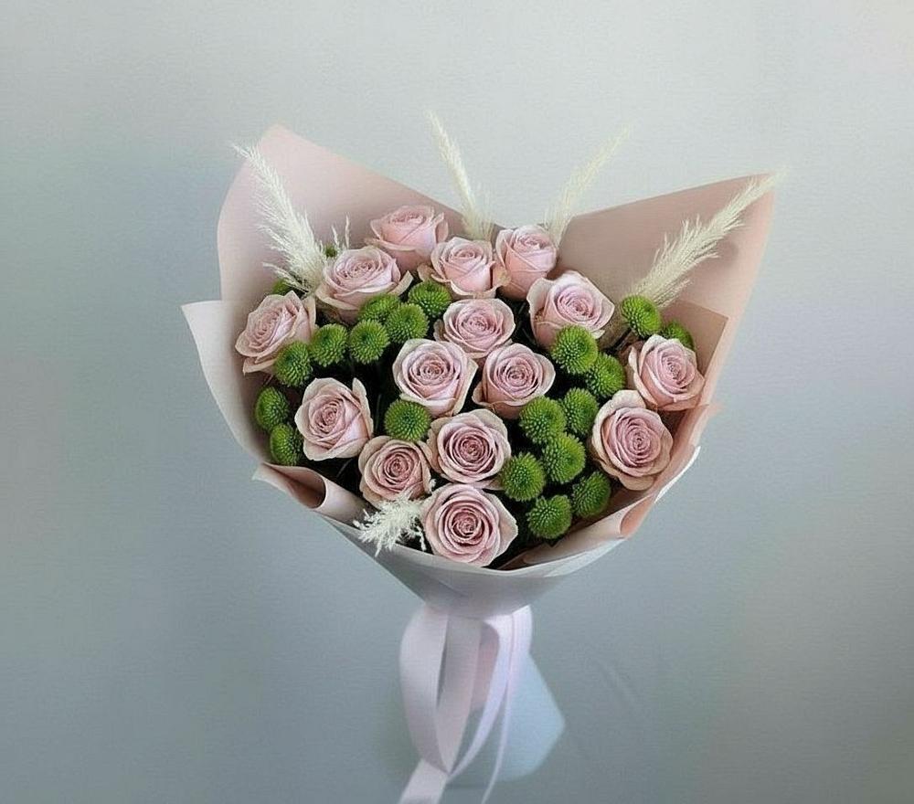 Букет цветов из: Розы и Хризантемы в Гребенской