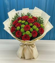 Букет цветов из:  Розы и Хризантемы в Гребенской