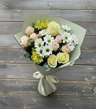 Букет цветов из:  Альстромерии, Розы и Хризантемы в Гребенской