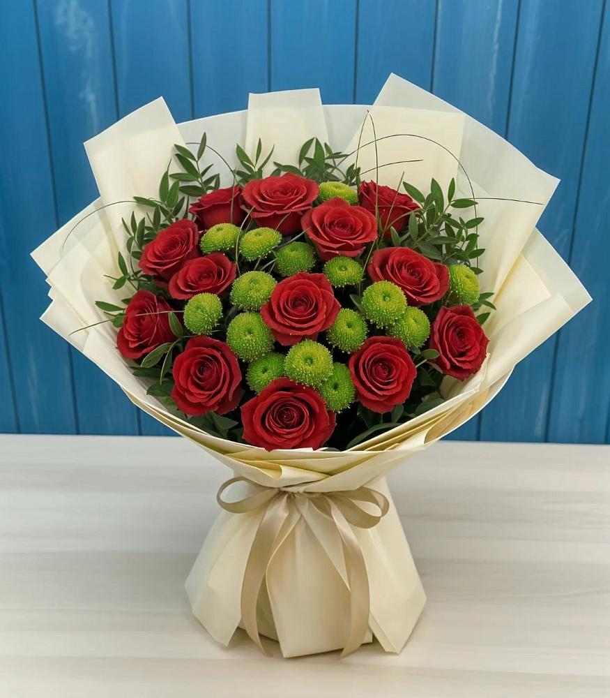 Букет цветов из: Розы и Хризантемы в Гребенской