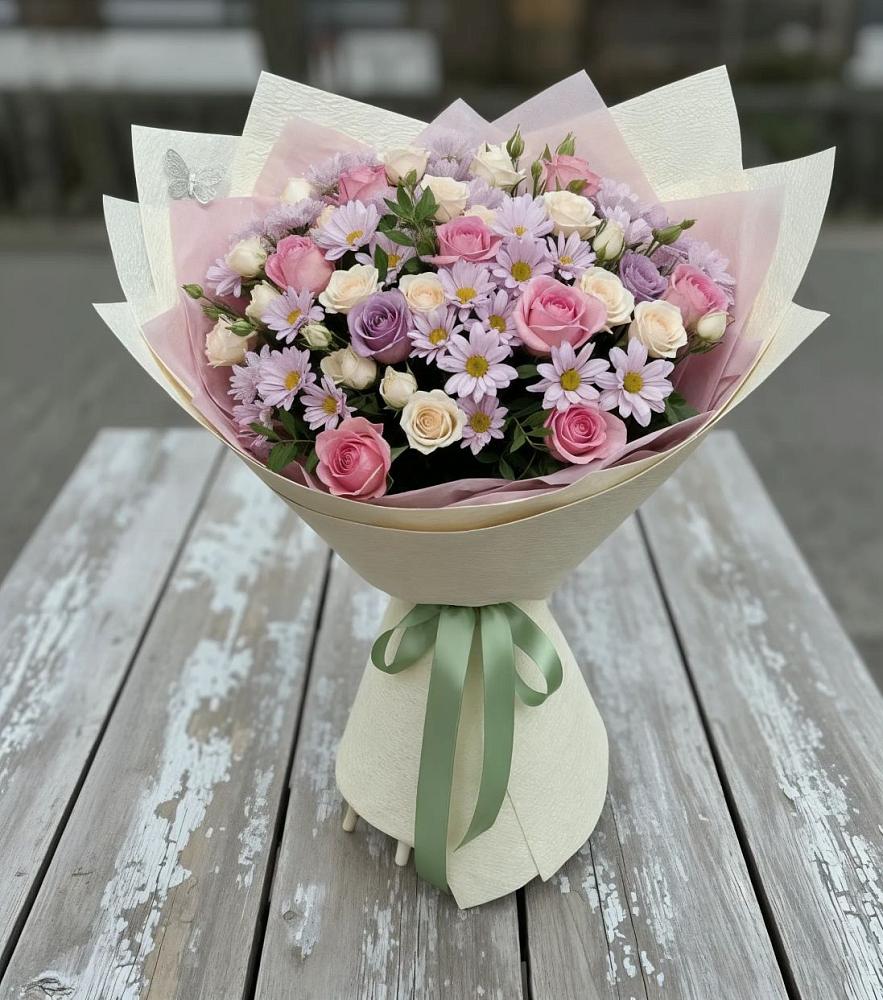 Букет цветов из: Розы и Хризантемы в Гребенской