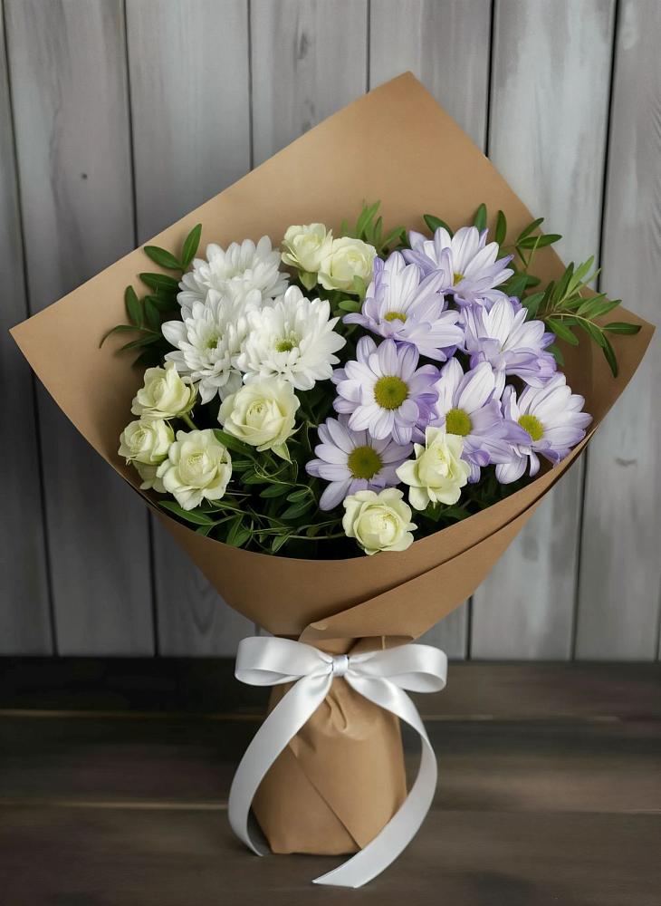 Букет цветов из: Хризантемы и Розы в Гребенской